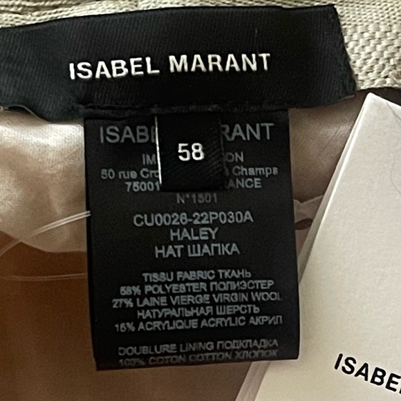 Isabel Marrant Wool Bucket Hat Haley Tan Cream Size M - Picture 12 of 12